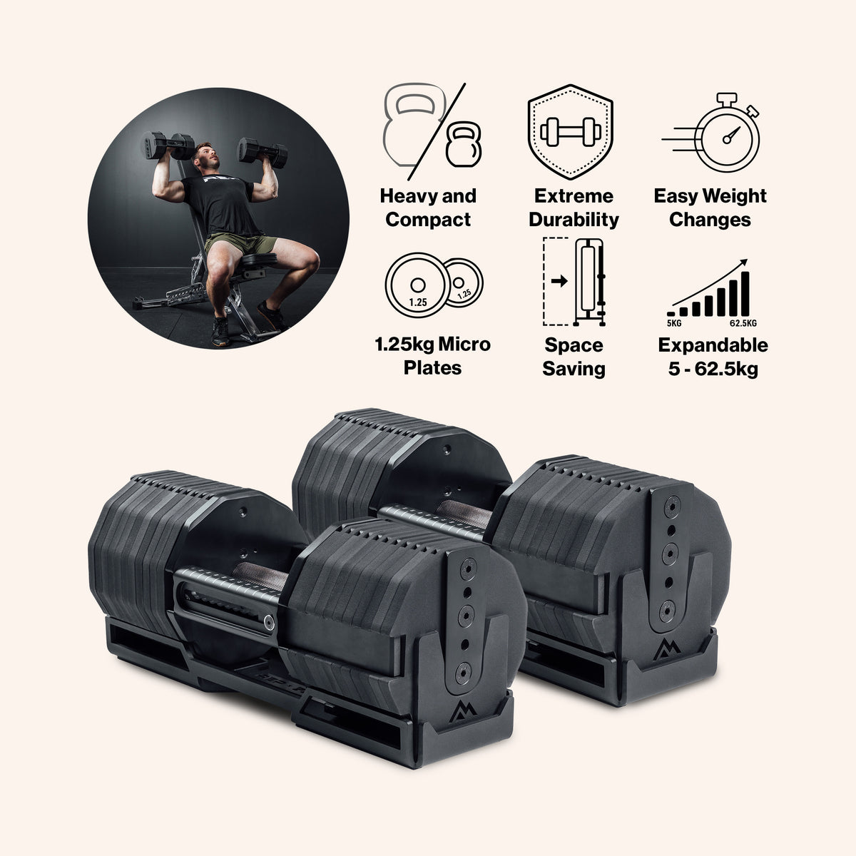 REP® x PÉPIN™ FAST Series™ Adjustable Dumbbell (KG)