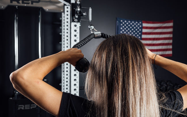 Ares Cable Attachment Being Used With The Tricep Rope For Face Pulls